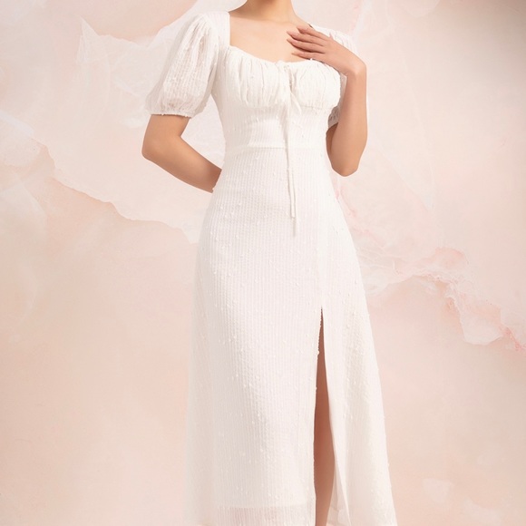 WHITE MIDI DRESS - Picture 1 of 3